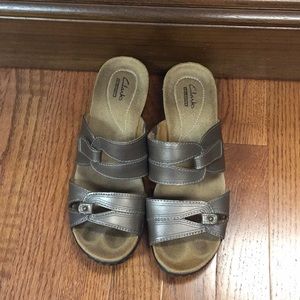 Clark Collections bronze wedge sandles